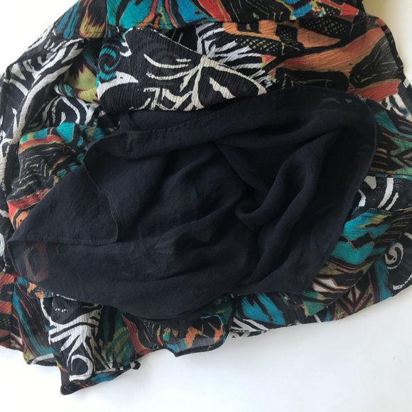 Chico's Silk Skirt Lined Tribal Asymmetrical Boho - Picture 7 of 11